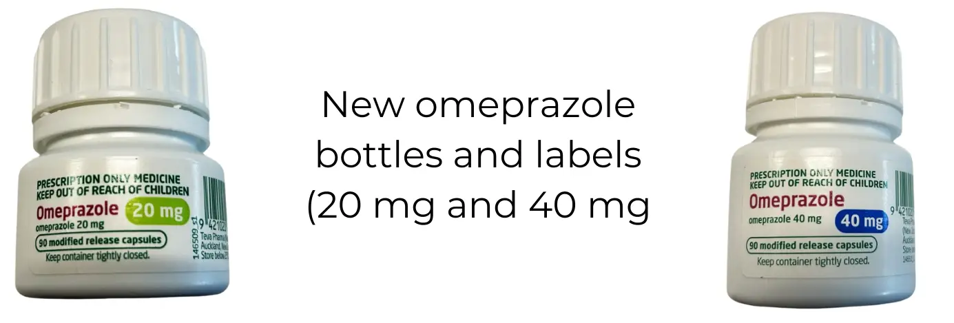 two squat white plastic pill bottles that look the same. Key difference is the labels indicating the strength..