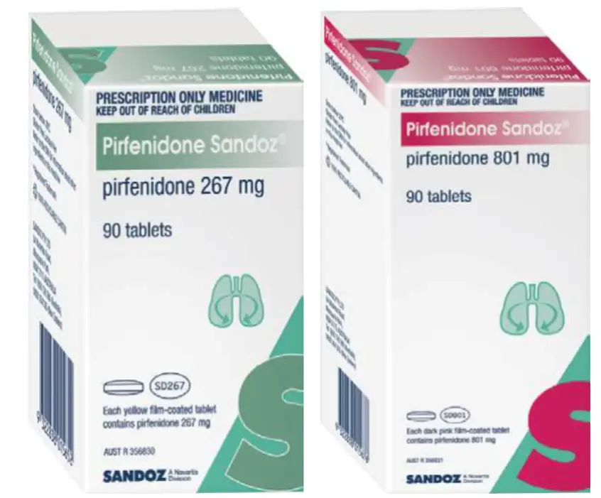 267 mg box has green highlights with blue writing. The 801 mg box has mostly red highlights with blue writing.. 