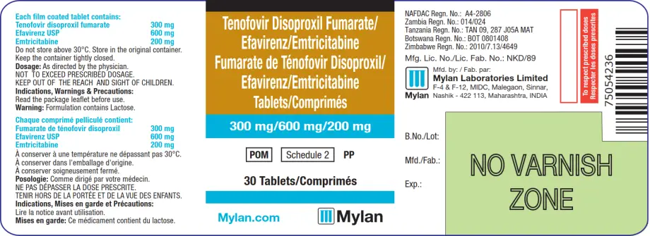 The name of the drug is in white letters on a dark tan background. The label is in a combination of French and English.. 