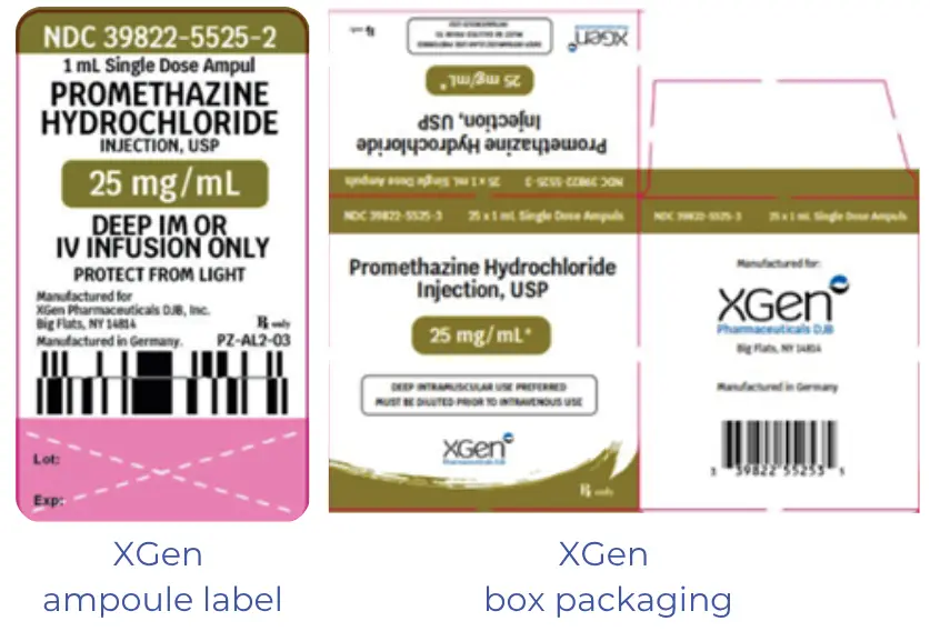 The chemical name is the most prominent information on the packaging. There are brown-yellow highlights on the box and label.. 