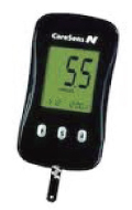 Black meter with 3 buttons, labelled Caresens N.