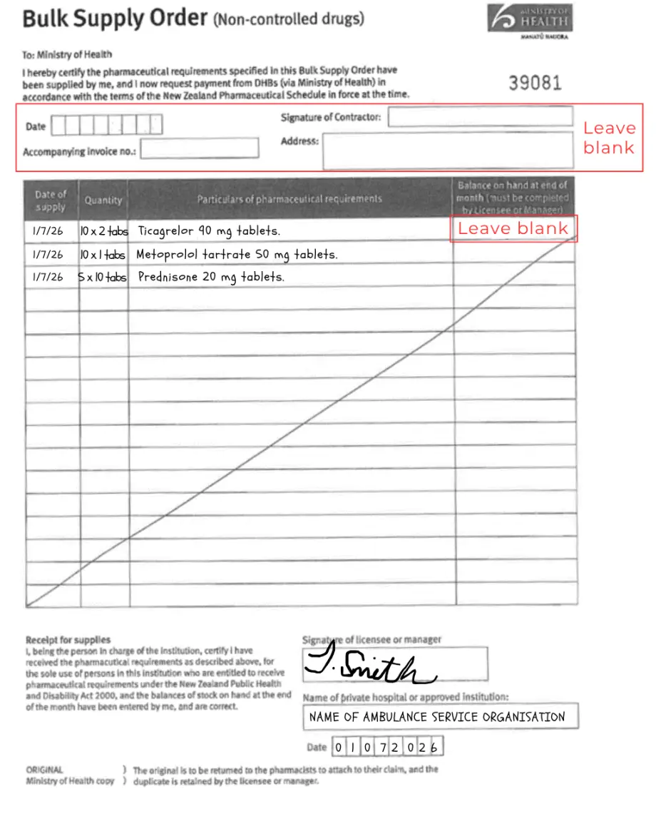 The BSO form must be completed by hand. . 